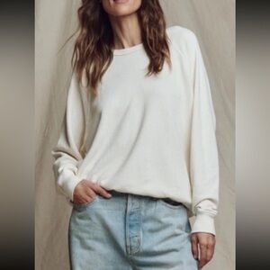 the GREAT  Size 1 /Small Ivory Cotton Raglan Sweatshirt Slouchy Oversized Fit